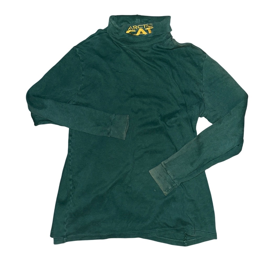 Vintage Arcticwear Arctic Cat Turtleneck Shirt Forest Green Made in USA Mens M
